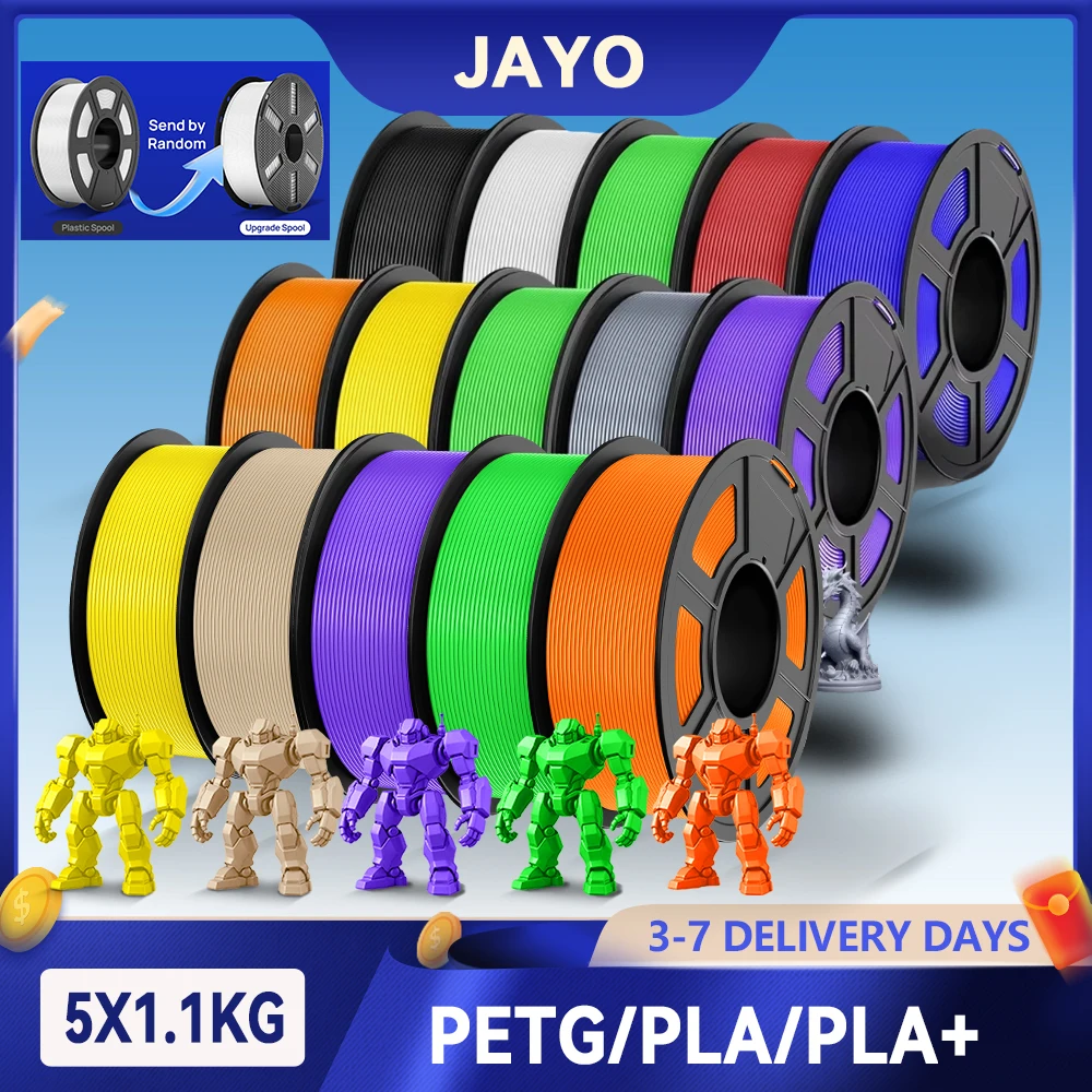 Filament do drukarki 3D JAYO 5.5KG PETG/PLA/PLA PLUS 1.75mm, 100% bez pęcherzyków, nietoksyczny materiał do…