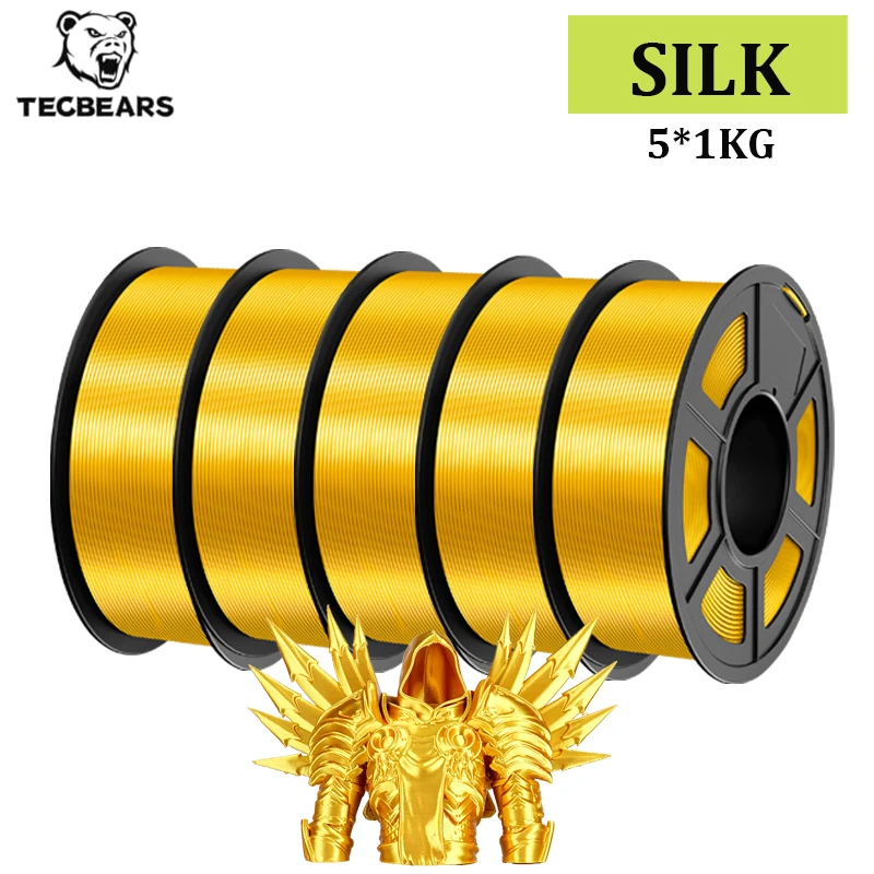 Filament do drukarki 3D TECBEARS Silk 1.75mm 5 rolek 5KG Wielokolorowy PLA+ SILK Pakowany próżniowo Bez… Filament do drukarki 3D TECBEARS Silk 1.75mm 5 rolek 5KG Wielokolorowy PLA+ SILK Pakowany próżniowo Bez…
