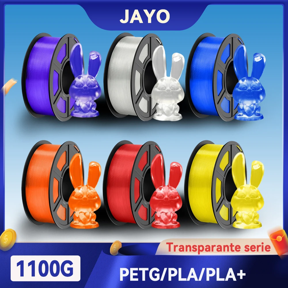 Filament JAYO 3D PETG/PLA/PLA PLUS do drukarek 3D, przezroczysty, 1.75mm, seria Transparency, bez pęcherzyków… Filament JAYO 3D PETG/PLA/PLA PLUS do drukarek 3D, przezroczysty, 1.75mm, seria Transparency, bez pęcherzyków…