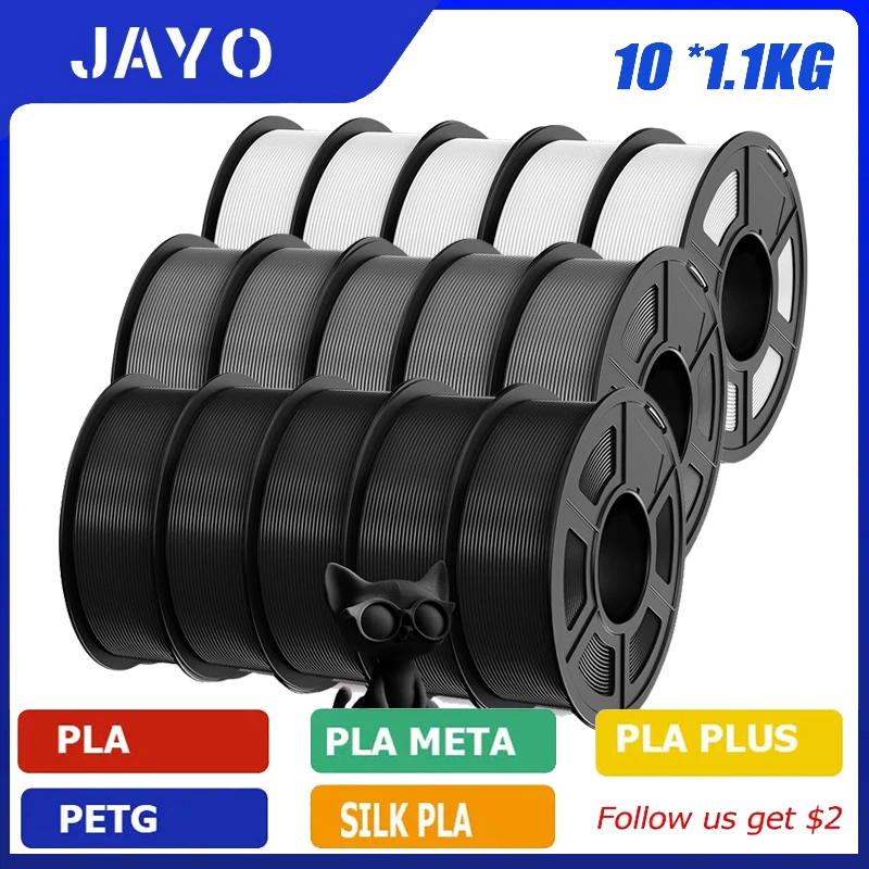 Filament JAYO PLA Plus PETG High Speed Matte PETG APLA, 10 rolek, 1,75 mm, bez pęcherzyków, gładki, różne…