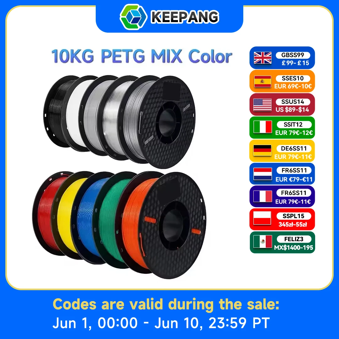 Filament PETG 10/5kg do drukarki 3D, materiał plastikowy 22LBS 1.75mm, nietoksyczny, ekologiczny PETG… Filament PETG 10/5kg do drukarki 3D, materiał plastikowy 22LBS 1.75mm, nietoksyczny, ekologiczny PETG…