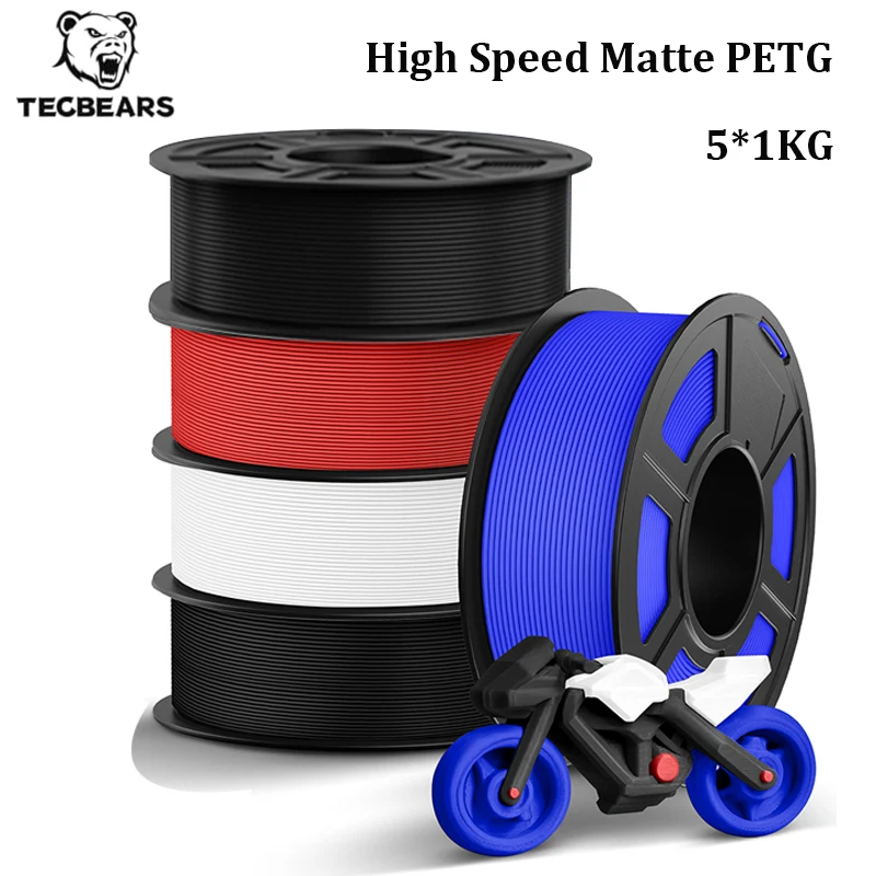 Filament PETG/High Speed Matte PETG TECBEARS 600mm/s 1.75MM 5 rolek 5KG do drukarek 3D, 100% bez pęcherzyków…