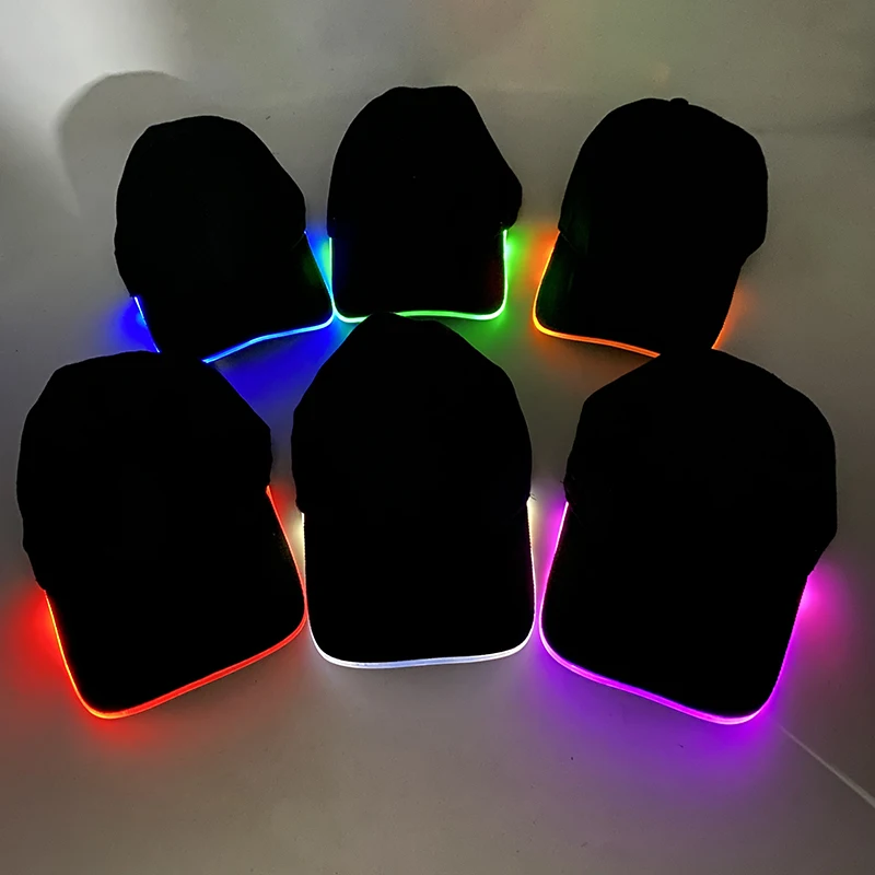 Fluorescencyjny światłowód LED kapelusz Neon świecąca czapka z daszkiem do dyskoteki impreza zaopatruje Hiphop…