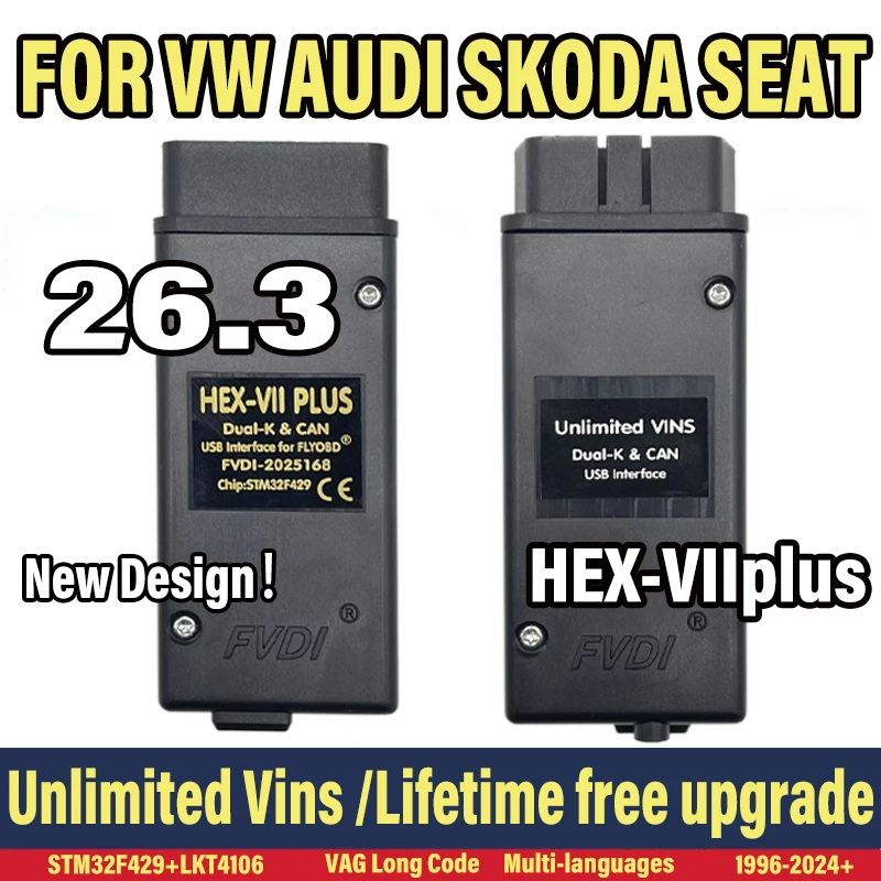 FLY-V2 PLUS Auto Scan com Narzędzia diagnostyczne VAG Kodowanie COM HEX Real V2 plus STM32F429 V25.4 Dla VW…