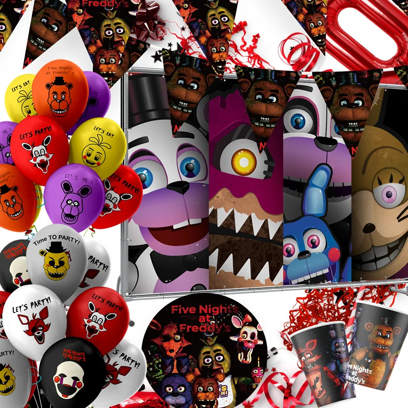 FNAF artykuły urodzinowe dekoracje urodziny dla dzieci jednorazowa zastawa stołowa obrus na imprezę Five… FNAF artykuły urodzinowe dekoracje urodziny dla dzieci jednorazowa zastawa stołowa obrus na imprezę Five…