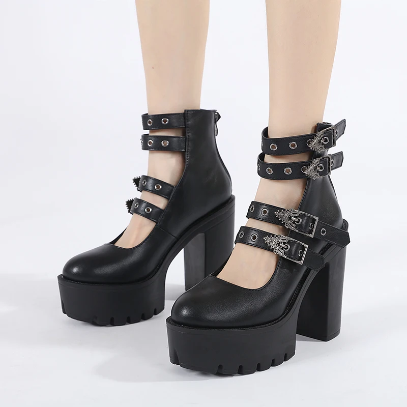 Gdgydh Goth Style Women Block Heels for Halloween Fashion Buckle Strap Dress Pumps Platform Mary Jane Shoes… Gdgydh Goth Style Women Block Heels for Halloween Fashion Buckle Strap Dress Pumps Platform Mary Jane Shoes…