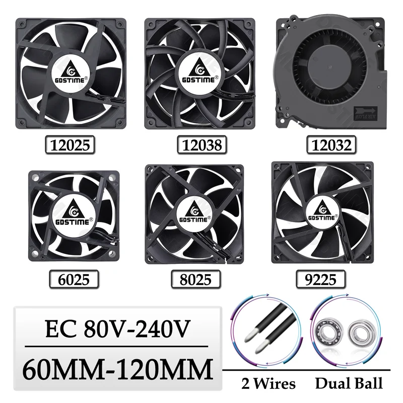 GDSTIME EC Wentylator osiowy 60mm 80mm 90mm 120mm Podwójna kulkowa bezszczotkowa chłodnica PC AC 110V 120V… GDSTIME EC Wentylator osiowy 60mm 80mm 90mm 120mm Podwójna kulkowa bezszczotkowa chłodnica PC AC 110V 120V…
