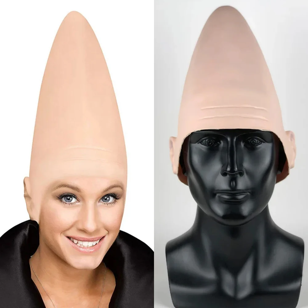 Głowa skórki Coneheads Alien Cap maska Cosplay fałszywa czaszka w kształcie jajka stożkowy lateksowy kask… Głowa skórki Coneheads Alien Cap maska Cosplay fałszywa czaszka w kształcie jajka stożkowy lateksowy kask…