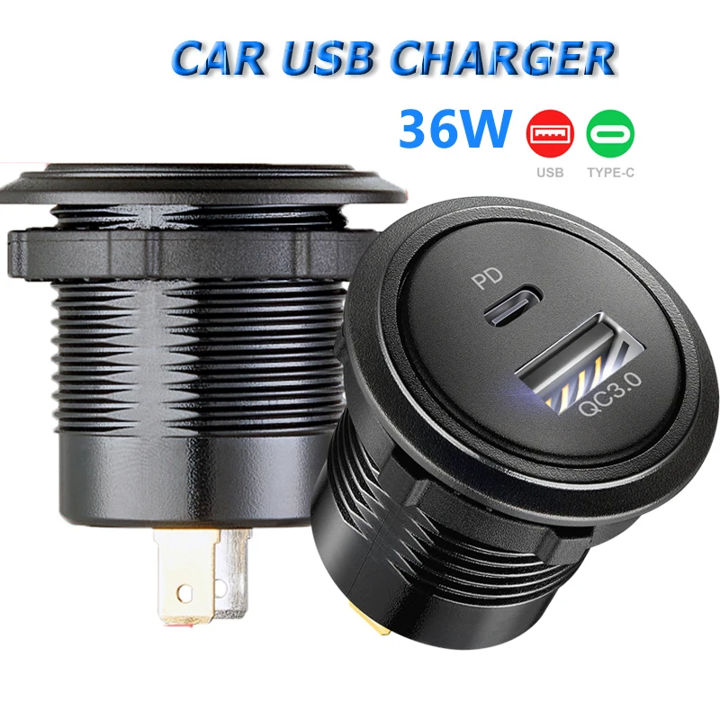 Gniazdo portu USB Quick Charge 3.0 do samochodu Podwójne gniazdo szybkiej ładowarki samochodowej USB Akcesoria… Gniazdo portu USB Quick Charge 3.0 do samochodu Podwójne gniazdo szybkiej ładowarki samochodowej USB Akcesoria…