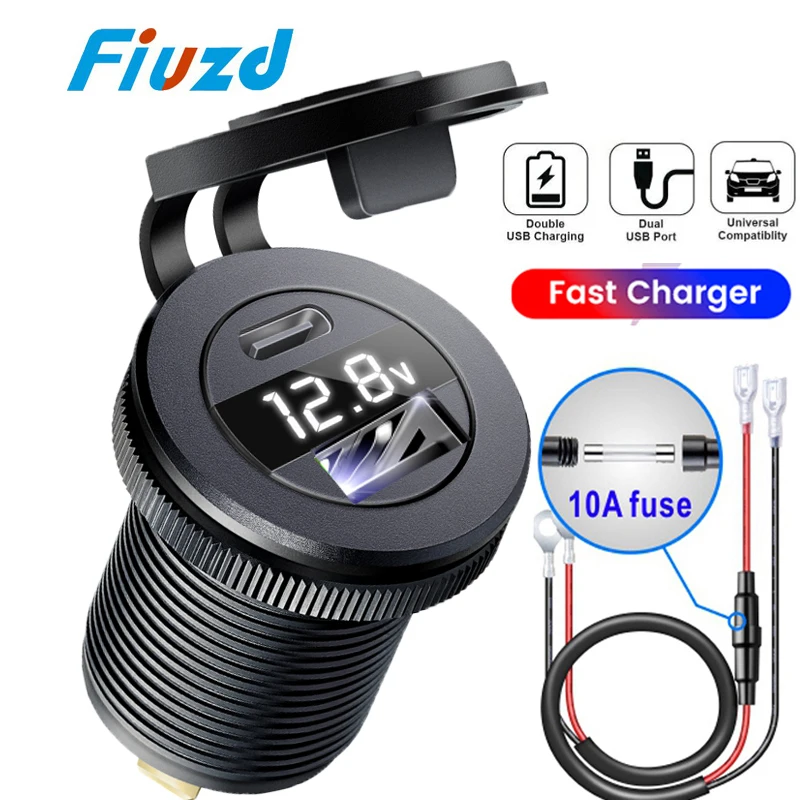 Gniazdo USB w samochodzie Quick Charge PD 3.0 Gniazdko z woltomierzem LED do łodzi 12V 24V