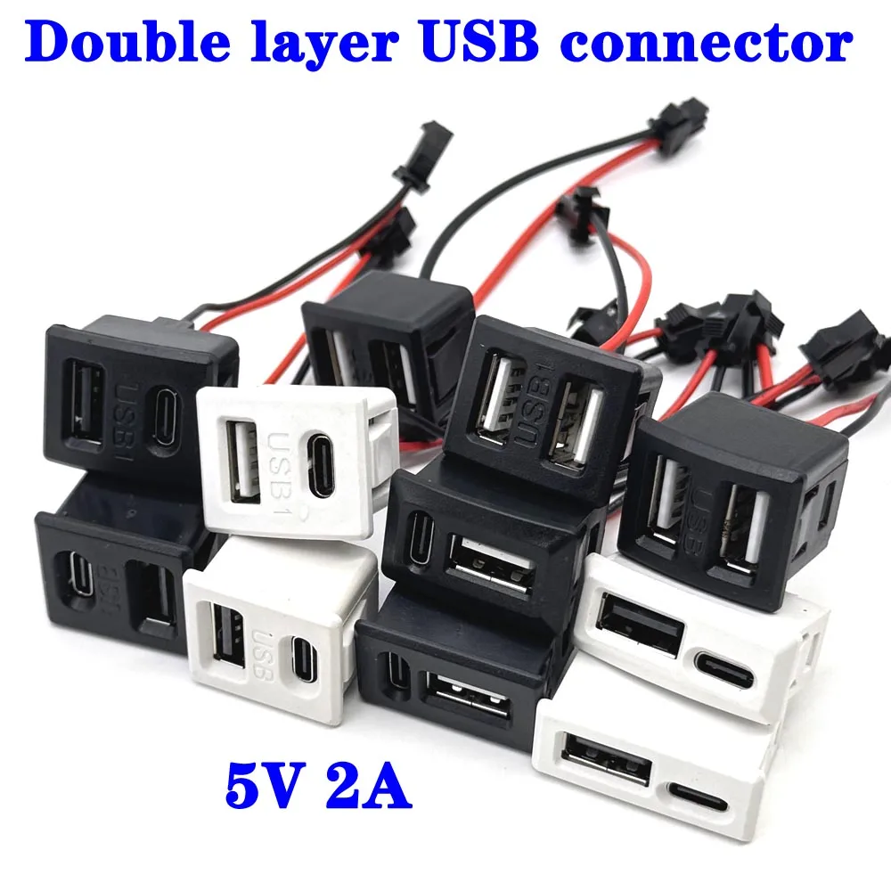 Gniazdo USB żeńskie i dwuwarstwowe gniazdo USB-C, gniazdo ładowania lampy USB A żeńskie, gniazdo zasilania z… Gniazdo USB żeńskie i dwuwarstwowe gniazdo USB-C, gniazdo ładowania lampy USB A żeńskie, gniazdo zasilania z…