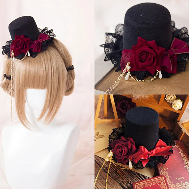 Gothic LOLITA cylinder tassel rose bluza krzyżykowa cylinder opaska do włosów KC gothic hat akcesoria do… Gothic LOLITA cylinder tassel rose bluza krzyżykowa cylinder opaska do włosów KC gothic hat akcesoria do…