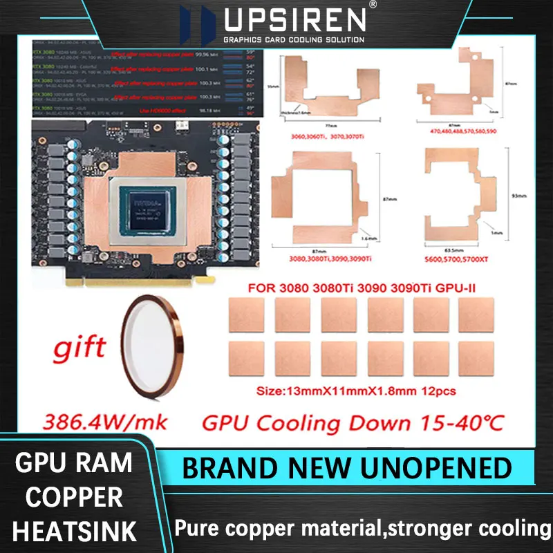 GPU RAM Miedziany radiator do chłodnicy Memory Miner RTX 3060 3070 3080 3090 / 5600 5700 GPU Chłodzenie 15-40… GPU RAM Miedziany radiator do chłodnicy Memory Miner RTX 3060 3070 3080 3090 / 5600 5700 GPU Chłodzenie 15-40…