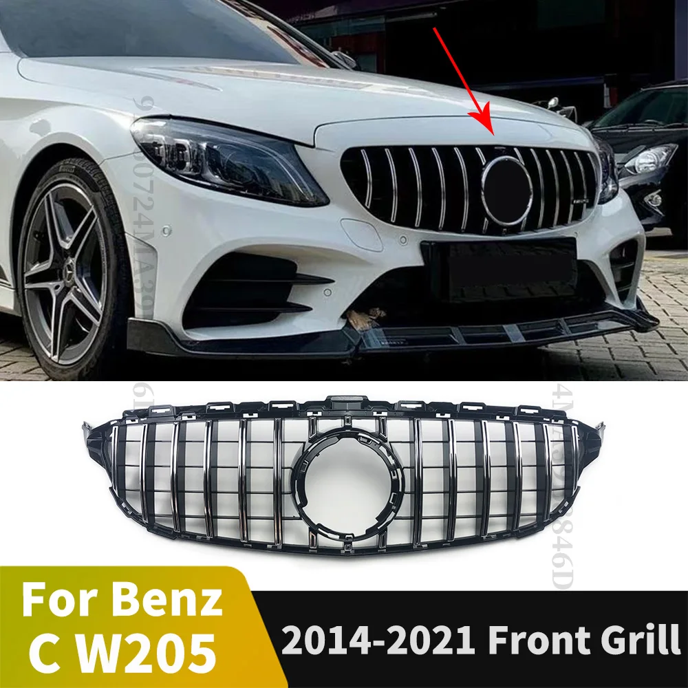 Grill przedniego zderzaka w stylu GT do Mercedes Benz C W205 C205 Coupe S205 C43 2014-2021, pasuje do C180…