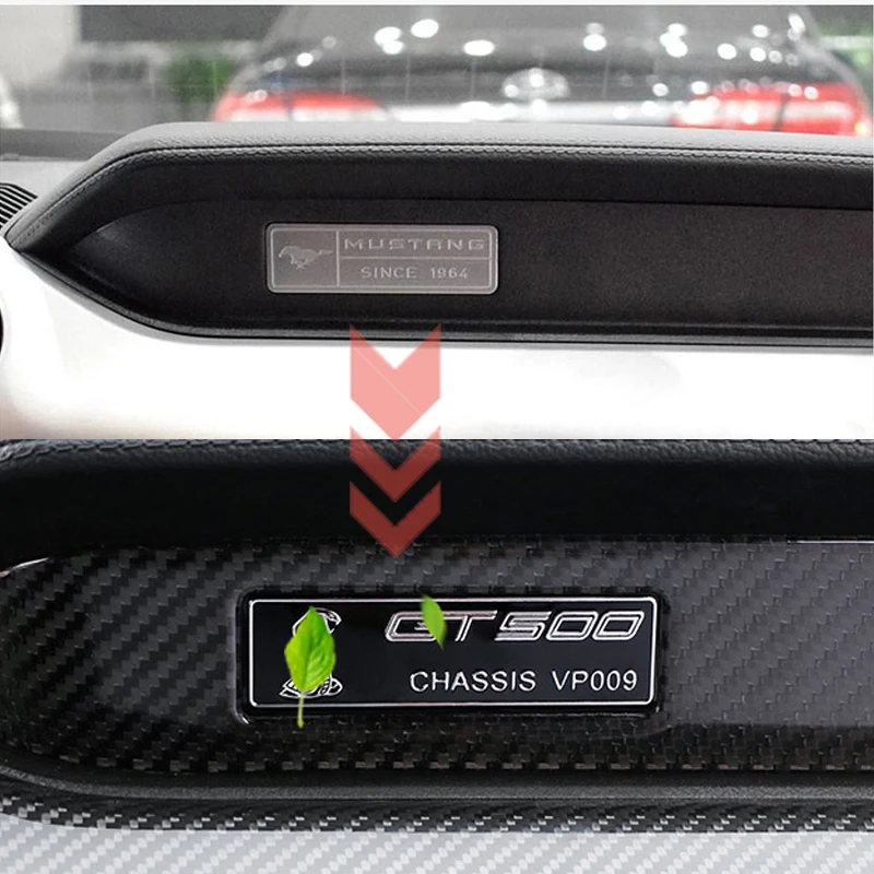 GT500 GT350 tabliczka znamionowa dekoracja wymiana naklejki na konsolę środkową ze stopu aluminium dla 15-17…