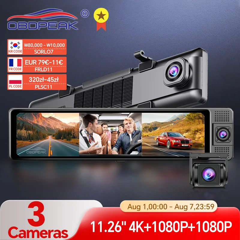 H330 Dash Cam 3-kanałowe lusterko wsteczne przednie wewnętrzne tylne 4K+1080P+1080P WiFi GPS Podwójny obiektyw… H330 Dash Cam 3-kanałowe lusterko wsteczne przednie wewnętrzne tylne 4K+1080P+1080P WiFi GPS Podwójny obiektyw…