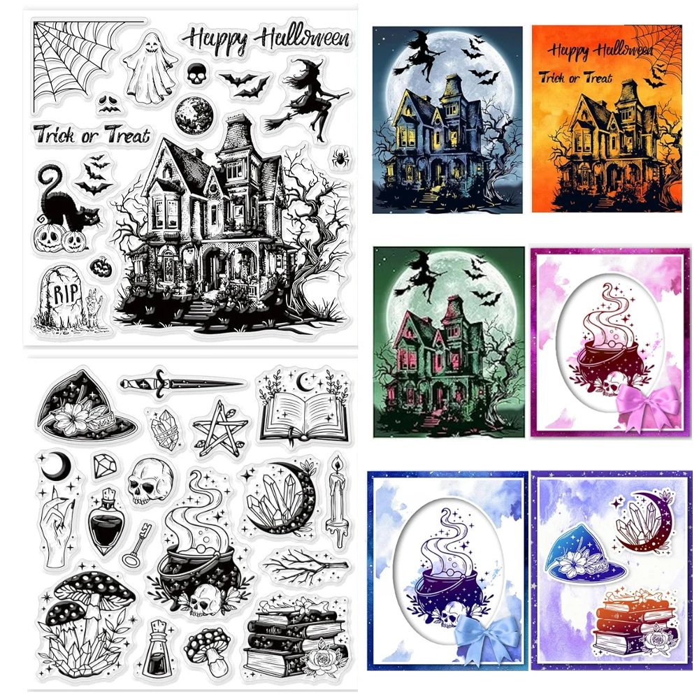 Halloween Horror House Clear Stamps dla majsterkowiczów Scrapbooking Halloween Castle Tło Silikonowe uszczelki… Halloween Horror House Clear Stamps dla majsterkowiczów Scrapbooking Halloween Castle Tło Silikonowe uszczelki…