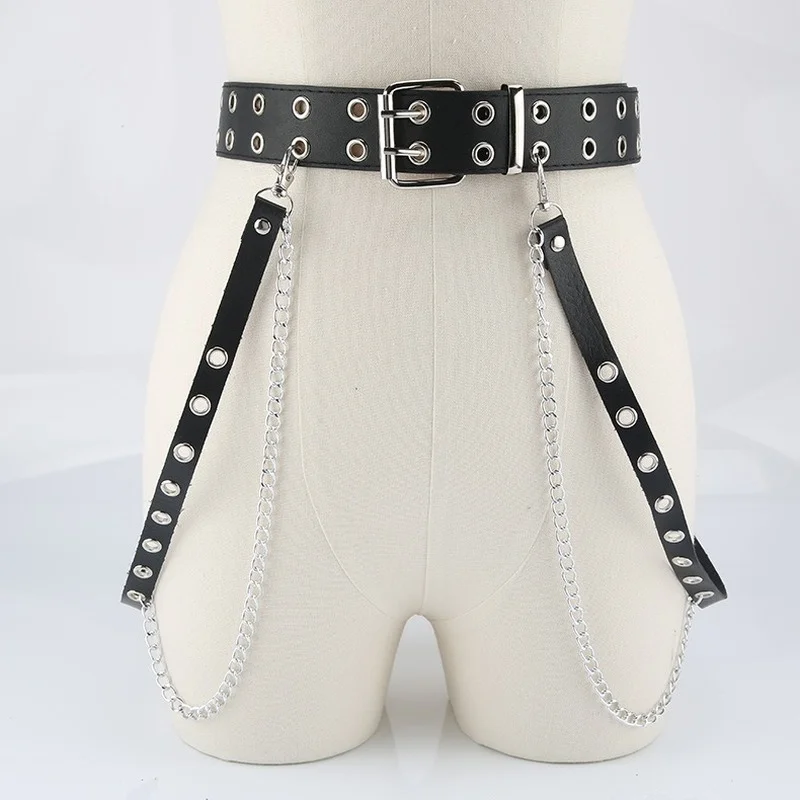 Harajuku Dark Girl Punk Gothic Style Dwurzędowy pasek z dziurką na guziki Jednorzędowy pasek z dziurką na… Harajuku Dark Girl Punk Gothic Style Dwurzędowy pasek z dziurką na guziki Jednorzędowy pasek z dziurką na…
