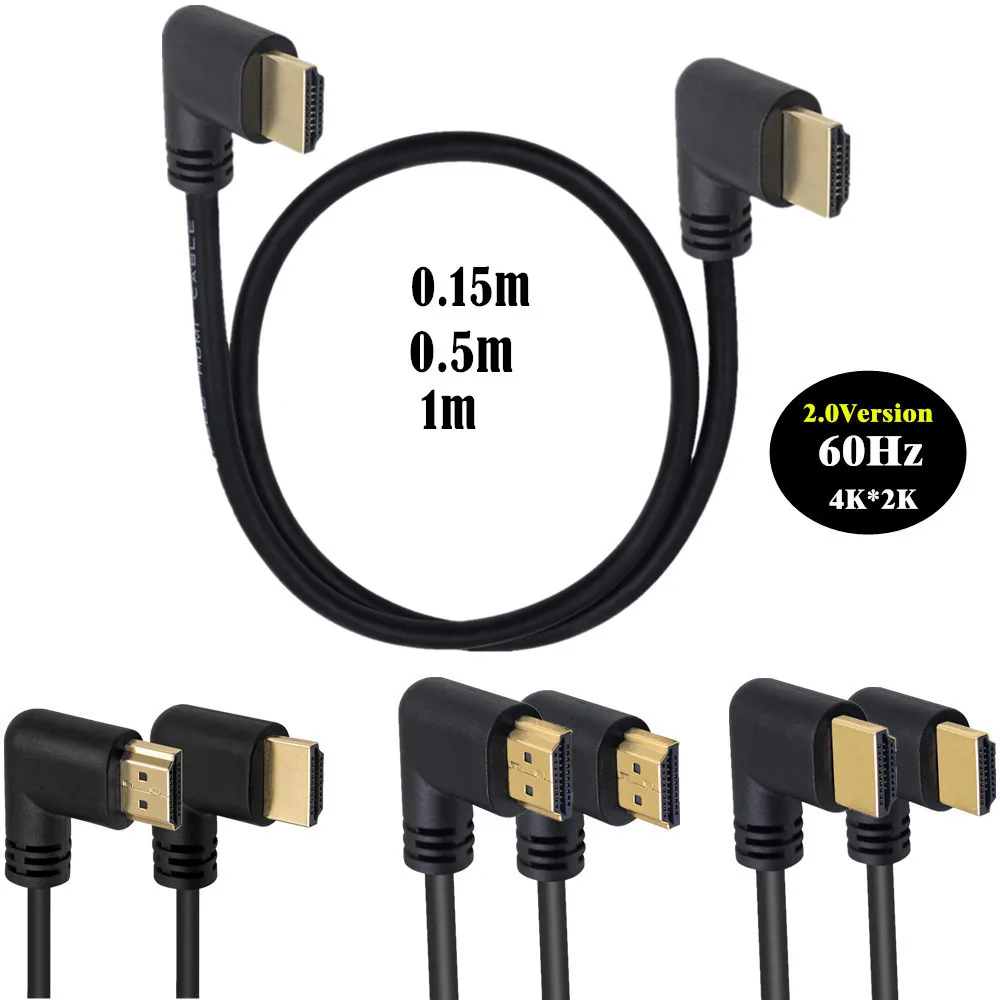 HDTV2.0 4K 3D Podwójny kabel HDTV z kątem lewym 90 stopni, męski na kąt prawy, męski HDTV do DVD PS3 PC