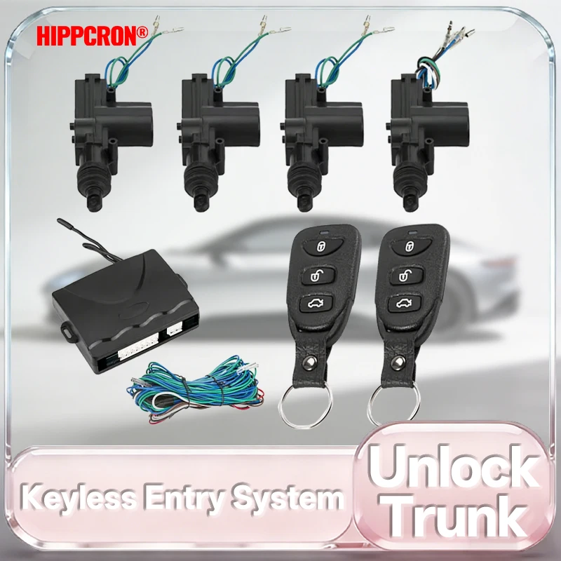 Hippcron 12V Samochodowy Zestaw Zdalnego Sterowania Zamkiem Drzwi, System Bezkluczykowego Dostępu z 4… Hippcron 12V Samochodowy Zestaw Zdalnego Sterowania Zamkiem Drzwi, System Bezkluczykowego Dostępu z 4…