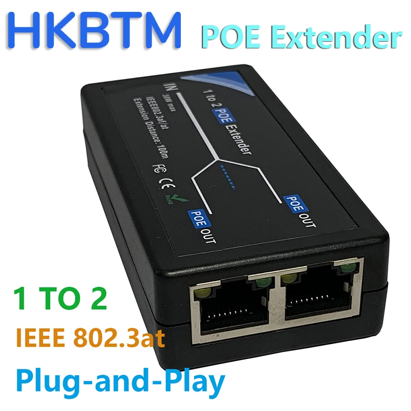 HKBTM 2-portowy przedłużacz POE 100Mbps ze standardem IEEE 802.3af dla kamery IP NVR AP IP VOICE POE…