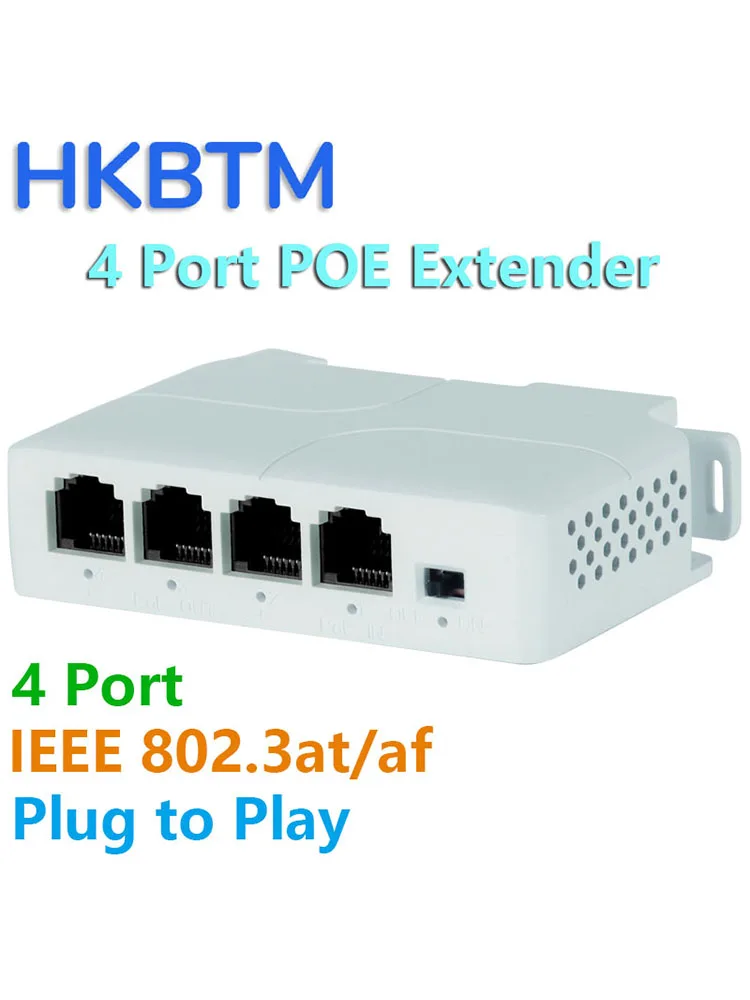 HKBTM 4-portowy przedłużacz PoE Wodoodporny wzmacniacz Poe do portu IP Przedłużacz transmisji do przełącznika…