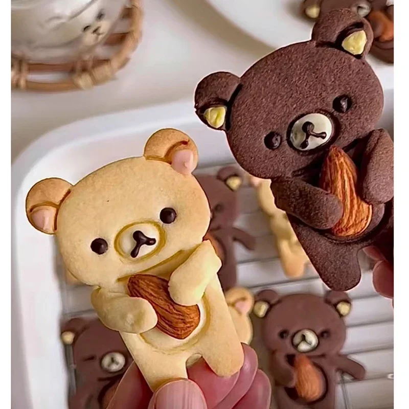 Hug Bear Cookie Cutters Valentine’s Day Frosting Biscuit Cutting Mold Baking Cookie Embosser Stamp Molds…