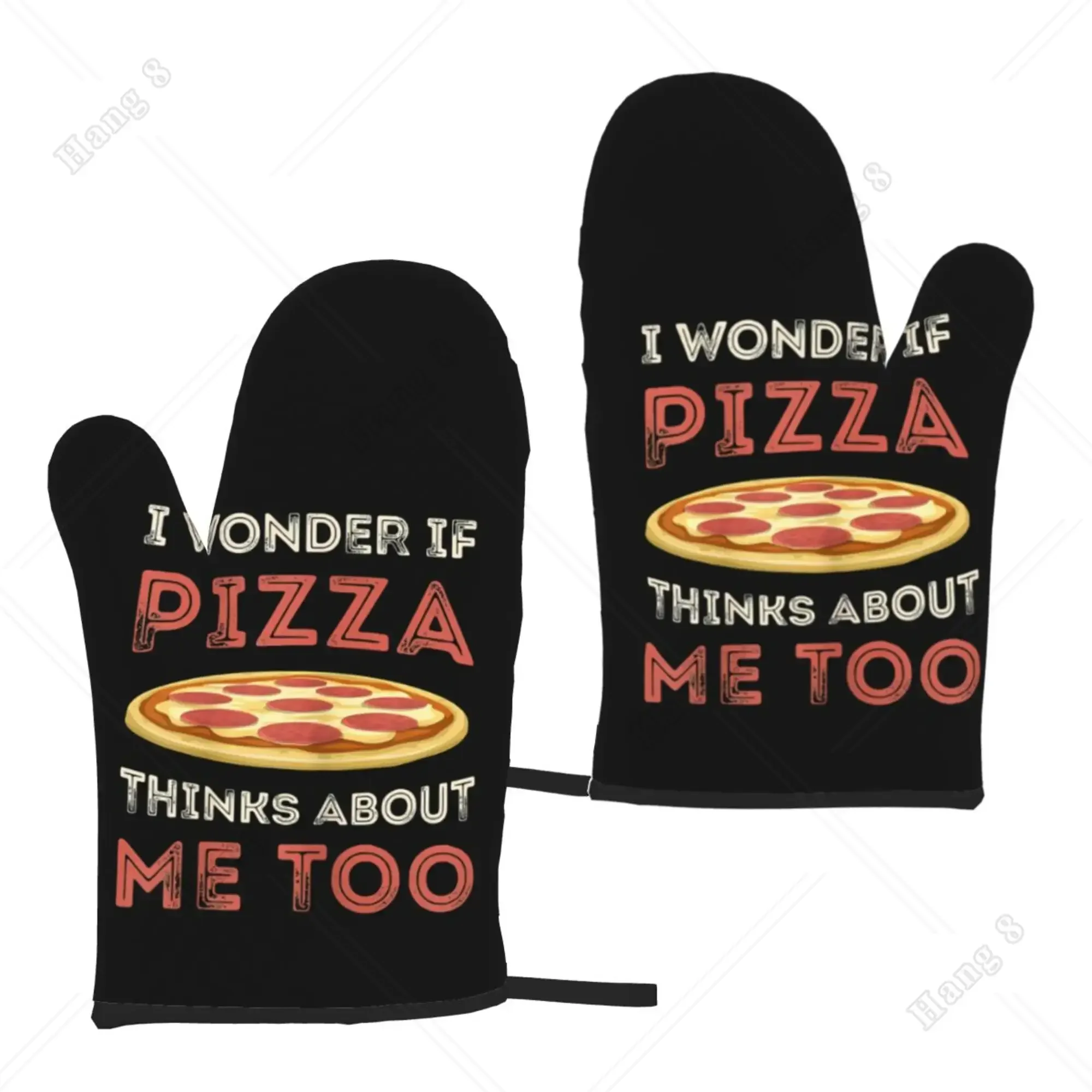 I Wonder If Pizza Think about Me Too Zestaw 2-pakowych rękawic kuchennych Kobiety Mężczyźni Rękawice kuchenne…