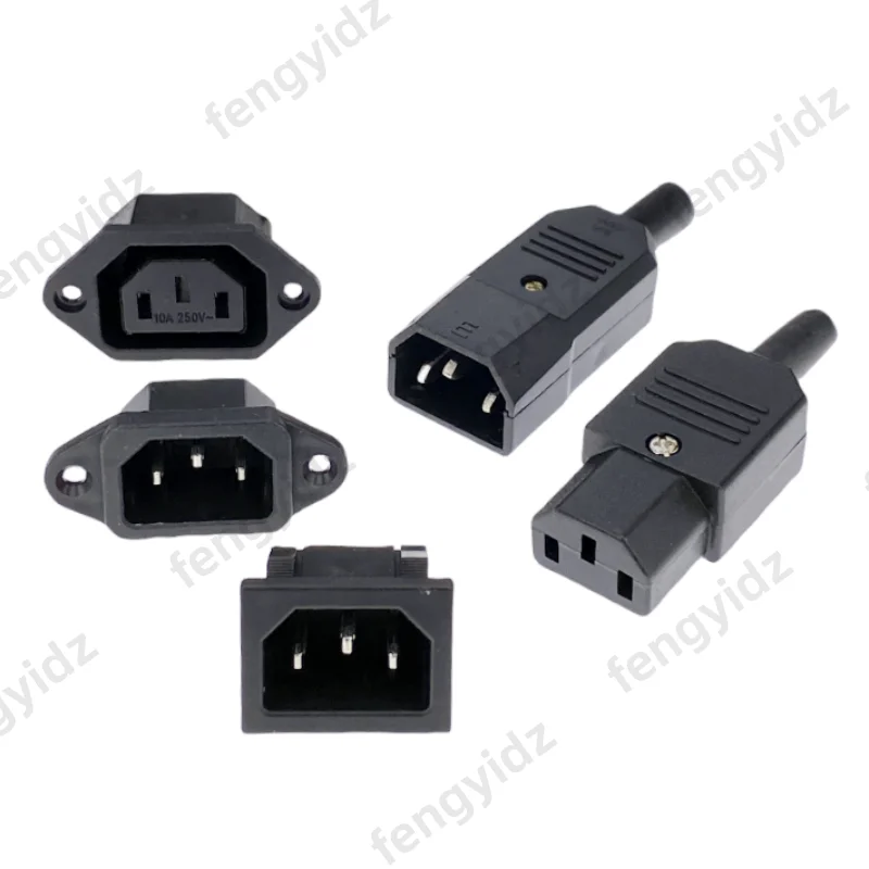 IEC320 C14 C13 Elektryczne gniazdo AC 3 żeńskie męskie złącze wtykowe 3-pinowe gniazdo do montażu IEC320 C14 C13 Elektryczne gniazdo AC 3 żeńskie męskie złącze wtykowe 3-pinowe gniazdo do montażu