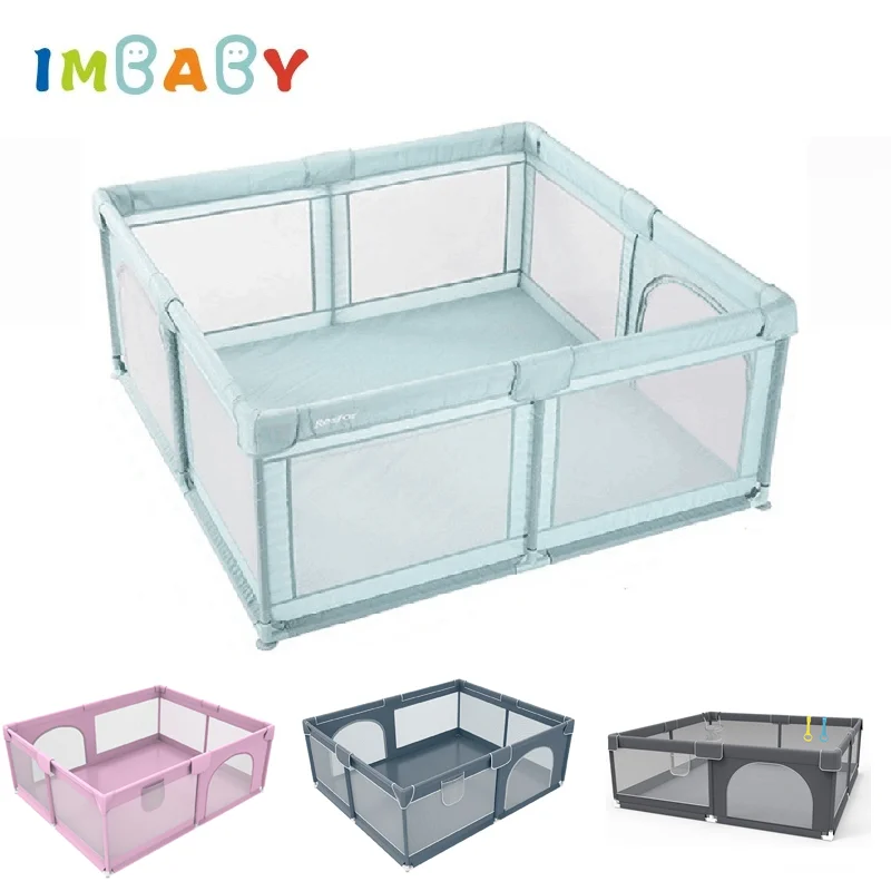 IMBABY 180×200 kojec dla dziecka szary ogrodzenie aktywności dla dzieci duży plac zabaw dla dzieci kojec…