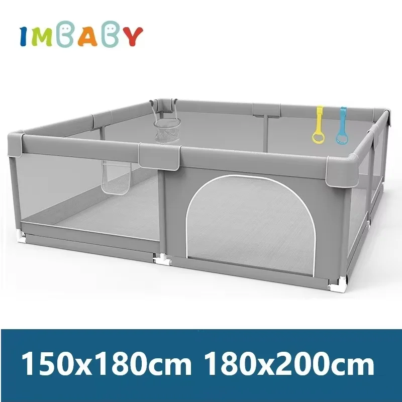 IMBABY Kojec dla Dzieci Jasnoszary, Ogrodzenie dla Niemowląt 150×180, Plac Zabaw dla Dzieci 180×200…