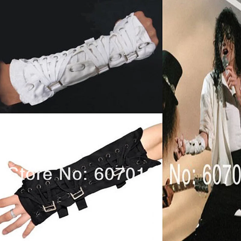 Impersonator Michael Jackson Kostiumy Armbrace Stuff BAD Jam Czarno-białe bawełniane rękawiczki