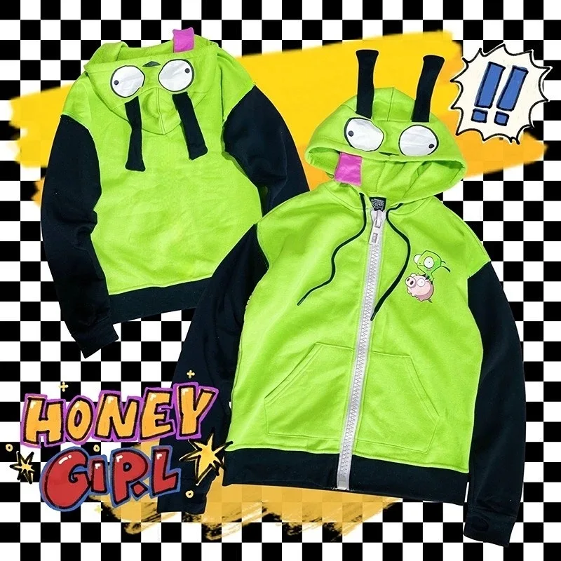 Invader ZIM przebranie na karnawał Alien ZIM Gir Doom bluzy z kapturem Top kurtka płaszcz dla dorosłych…