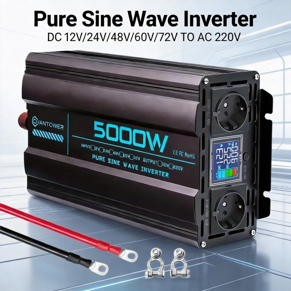 Inwerter sinusoidalny 12V 220V 24V 1000W 1600W 2000W 3000W 4000W 5000W DC na AC, konwerter zasilania…