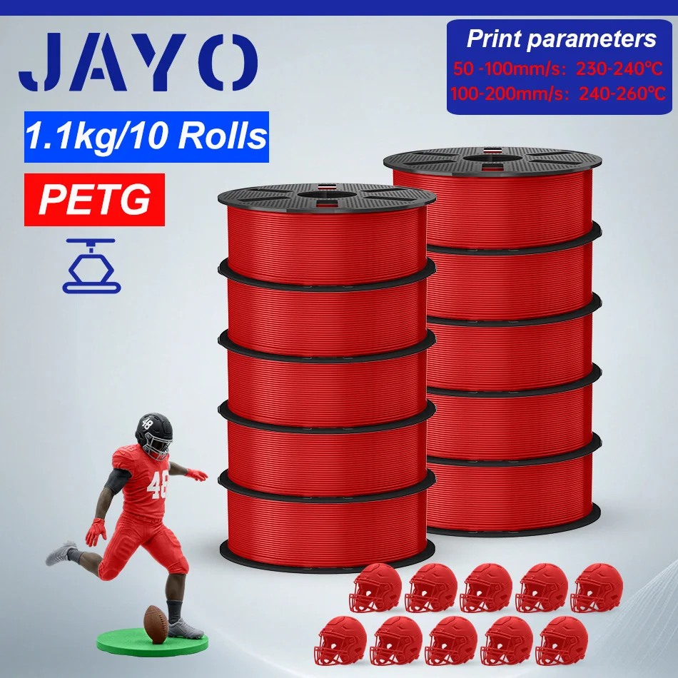 JAYO 10 rolek filamentu do drukarki 3D PETG 1.75mm, filament do drukarki 3D FDM PETG, starannie nawinięty…