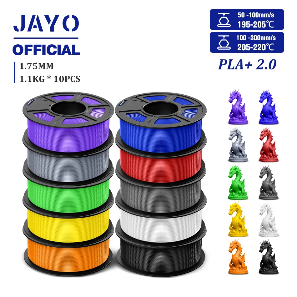 JAYO 2.0 PLA Plus Filament 3D 1,75 mm 10 rolek PLA + Filament do drukarki 3D Czysto nawijany Filament do druku… JAYO 2.0 PLA Plus Filament 3D 1,75 mm 10 rolek PLA + Filament do drukarki 3D Czysto nawijany Filament do druku…