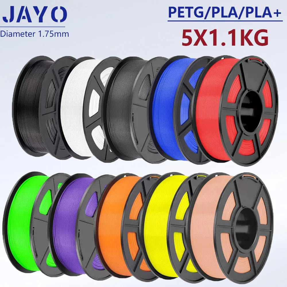 JAYO 3D PETG/PLA/PLA PLUS Filament 1,75 mm PLA Filament 5 rolek do drukarki 3D Bambu FDM Neatly Wound Materiał… JAYO 3D PETG/PLA/PLA PLUS Filament 1,75 mm PLA Filament 5 rolek do drukarki 3D Bambu FDM Neatly Wound Materiał…