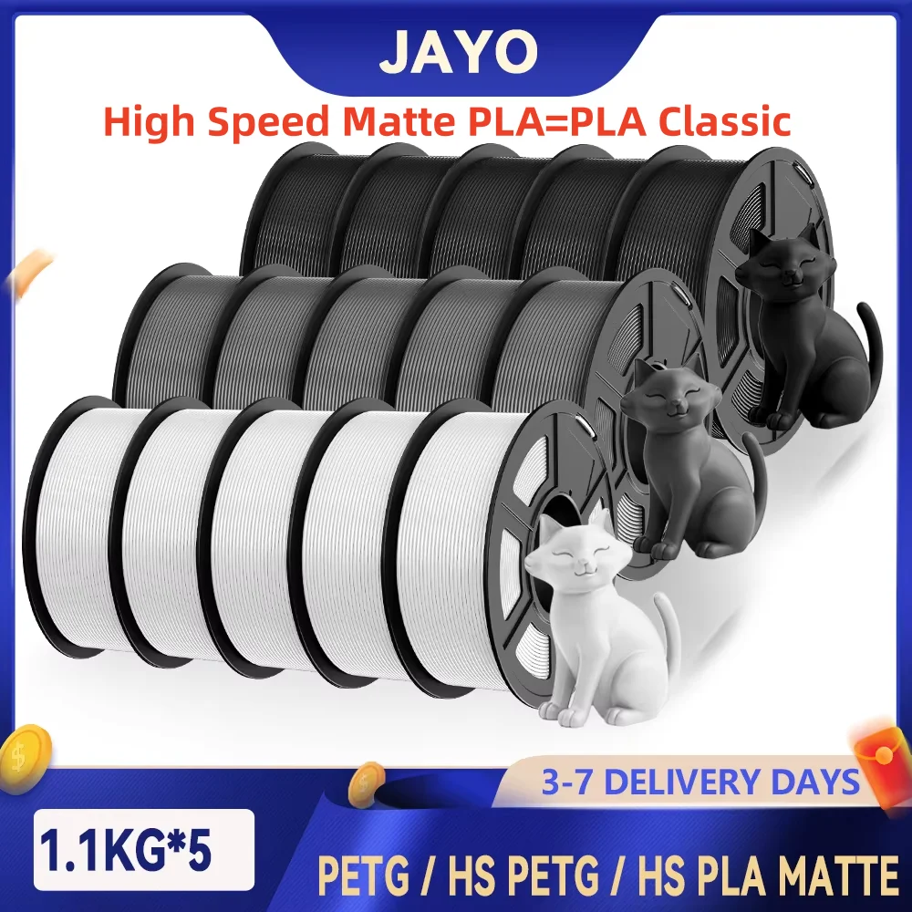JAYO 3D PETG / Szybki Matowy PETG / PLA Klasyczny Filament do Drukarek 3D 1.75mm Filament do Drukarek 3D 5.5KG…