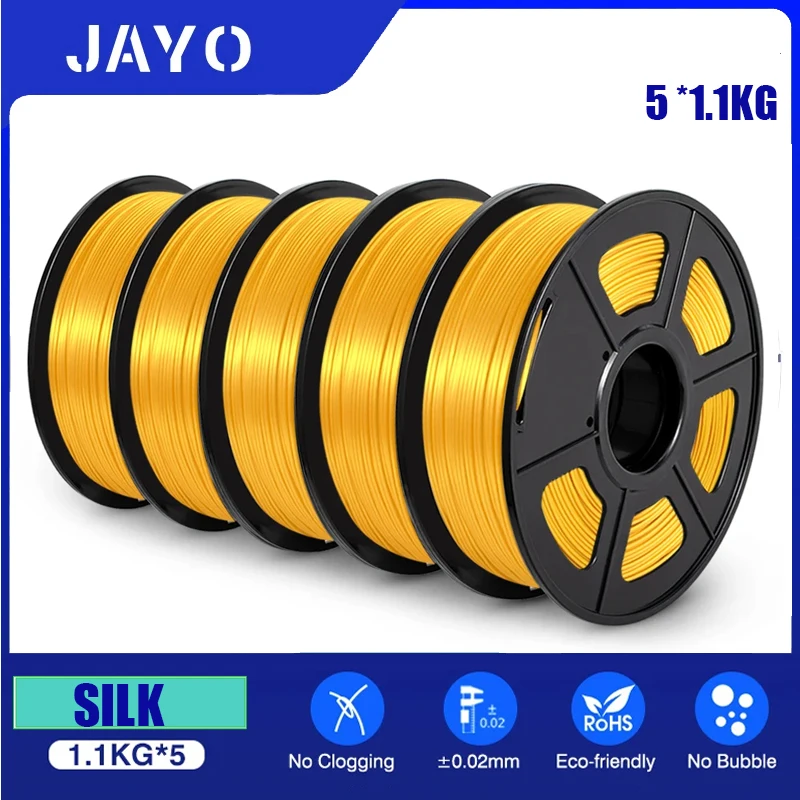 JAYO filament Pla Plus silk 5Rolls Filament do drukarki 3D 1 75mm 1kg Bez pęcherzyków powietrza Materiały do…