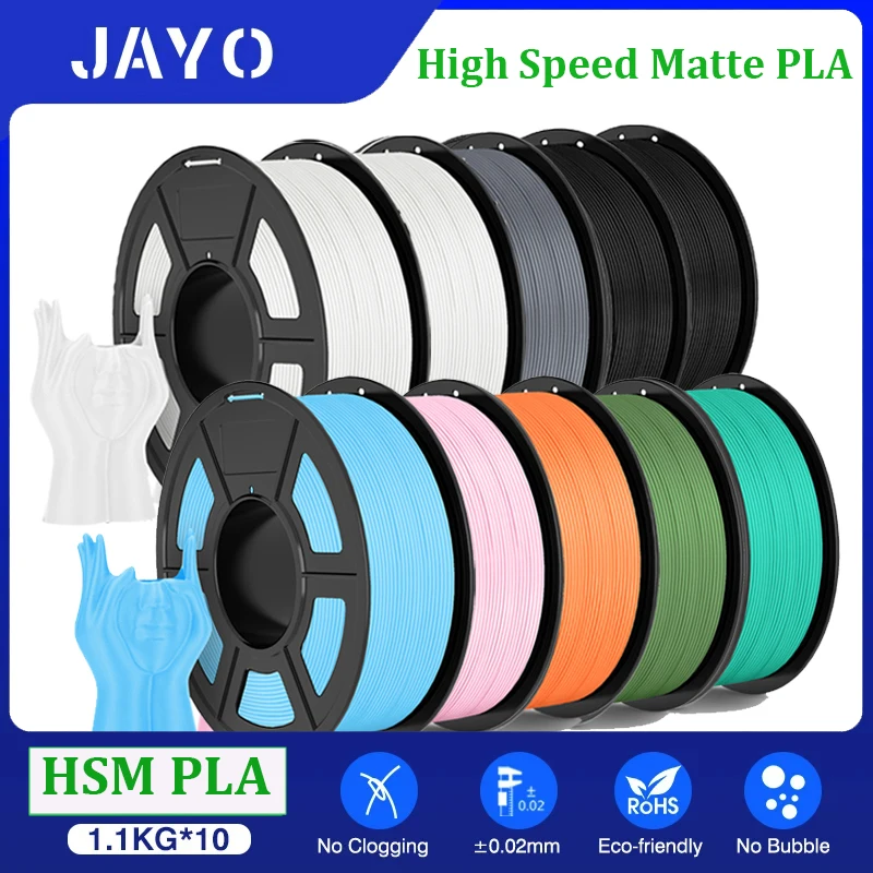 JAYO High Speed Matowy PLA 10 rolek HSMPLA Wiele kolorów Mieszany włókno 175 mm Nietoksyczny, bez… JAYO High Speed Matowy PLA 10 rolek HSMPLA Wiele kolorów Mieszany włókno 175 mm Nietoksyczny, bez…