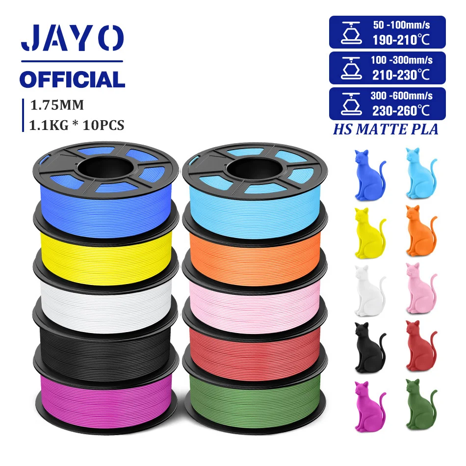 JAYO High Speed Matte PLA Filament 3D 1.75MM PLA Classic Filament do Drukarek 3D 10 Rolek Czysto Nawinięty… JAYO High Speed Matte PLA Filament 3D 1.75MM PLA Classic Filament do Drukarek 3D 10 Rolek Czysto Nawinięty…