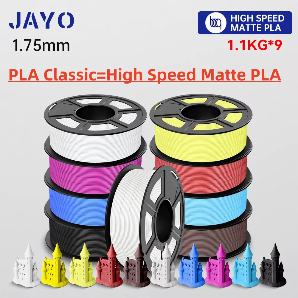 JAYO High Speed PLA matowy filament 3D 1.75mm PLA filament do drukarki 3D 9 rolek/zestaw, schludnie nawinięty… JAYO High Speed PLA matowy filament 3D 1.75mm PLA filament do drukarki 3D 9 rolek/zestaw, schludnie nawinięty…