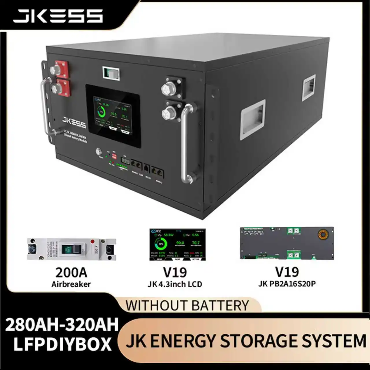 JKESS JKBMS EU Stock Bez Podatku LiFePO4 DIY Skrzynka Baterii 51.2V 314AH 16KW z Falownikiem JK BMS PB2A16S20P… JKESS JKBMS EU Stock Bez Podatku LiFePO4 DIY Skrzynka Baterii 51.2V 314AH 16KW z Falownikiem JK BMS PB2A16S20P…