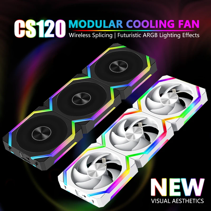 JUMPEAK CS120 ARGB Wentylator chłodzący 360 mm 240 mm Modułowe, sztaplowane, ciche wentylatory PWM 120 mm RGB…