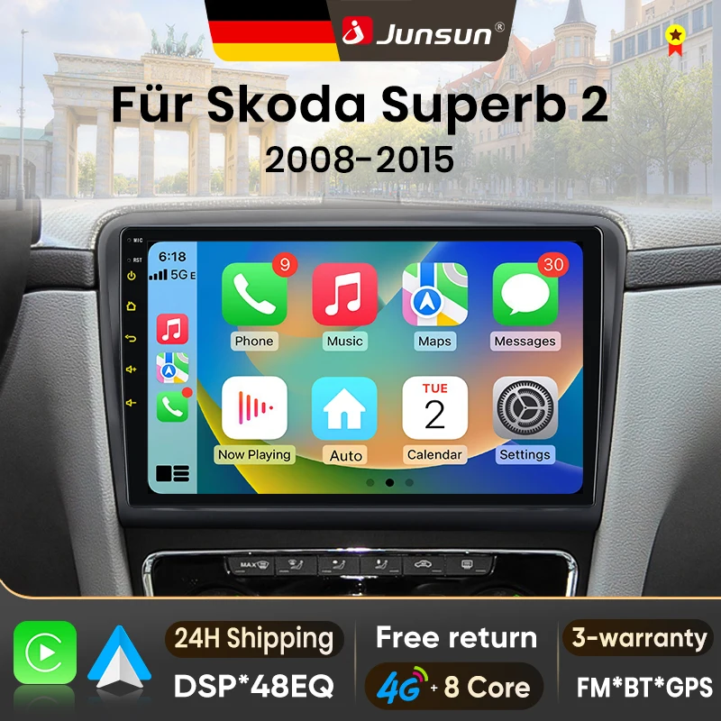 Junsun 10-calowe radio samochodowe z Androidem 15 do Skoda Superb 2 2008 – 2015, bezprzewodowe Apple CarPlay… Junsun 10-calowe radio samochodowe z Androidem 15 do Skoda Superb 2 2008 – 2015, bezprzewodowe Apple CarPlay…