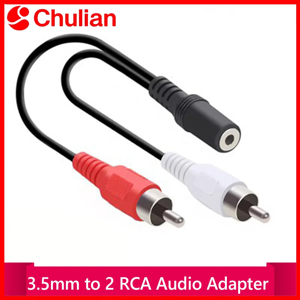 Kabel 3.5mm na 2RCA, adapter audio stereo z gniazda 3.5mm na wtyk 2RCA, przedłużacz RCA do telefonu…