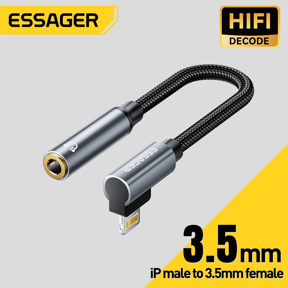 Kabel audio Essager typu L z USB-C na gniazdo 3,5 mm do iPhone’a 16 15 Samsung, adapter słuchawkowy Lightning… Kabel audio Essager typu L z USB-C na gniazdo 3,5 mm do iPhone’a 16 15 Samsung, adapter słuchawkowy Lightning…