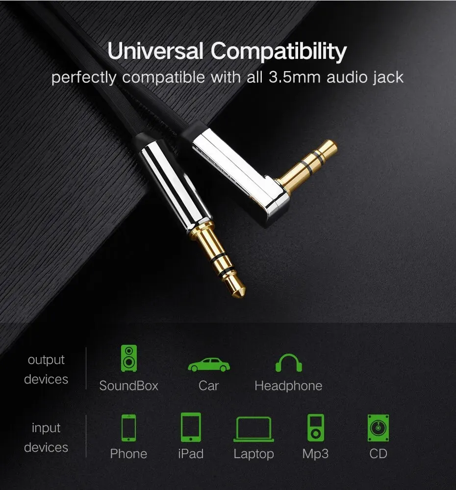 Kabel AUX Kabel Głośnikowy Kabel Audio 3.5mm do Samochodu Słuchawki Audio Gniazdo 3.5mm Głośnik do Słuchawek…