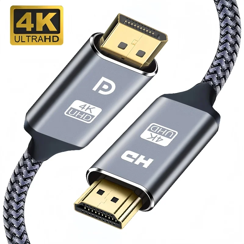 Kabel DisplayPort do HDMI 4K 60Hz, adapter DP do HDMI z dźwiękiem i HDR (3/6/10 stóp) – 4K@30Hz/1080p@120Hz…