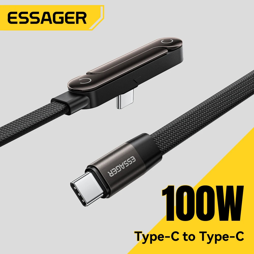 Kabel Essager 100W Type-C z składanym uchwytem na telefon, szybkie ładowanie PD do iPhone 17 16 15 Pro Max…